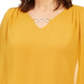 JM Collection Women's Asymmetrical Chiffon Top Yellow Size Small