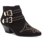Inc Womens Black Studded Comfort Buckle Accent Cushioned Iliana Almond Toe Block Heel Zip-up Booties 6 M