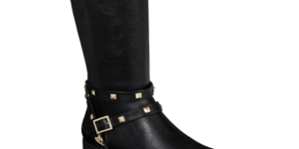 Thalia Sodi Women's Vallie Leather Closed Toe Knee High Fashion Boots Black Size 8.5W
