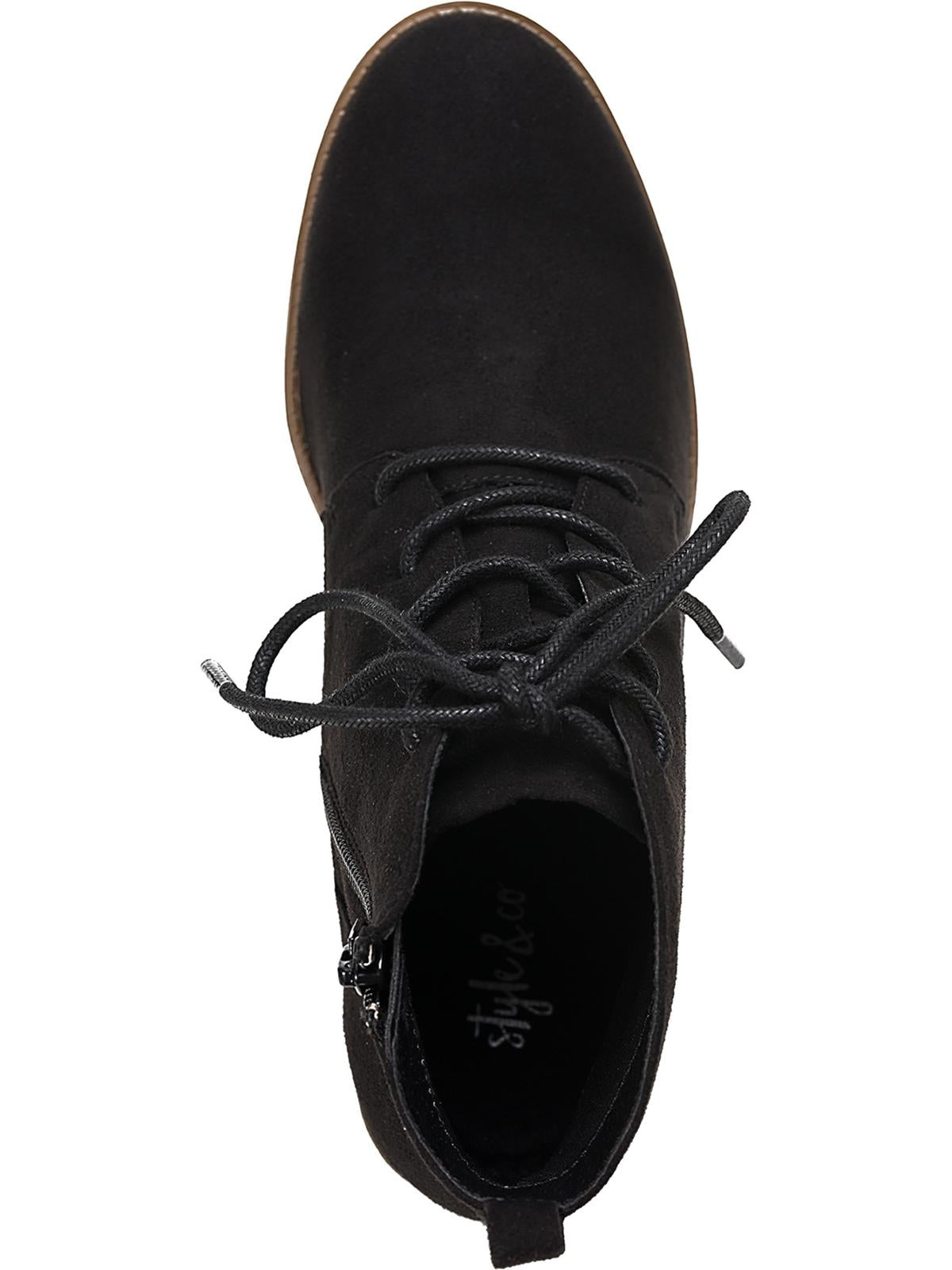 Style & Co. Womens Rizio Faux Suede Lace up Booties Black Size 9.5