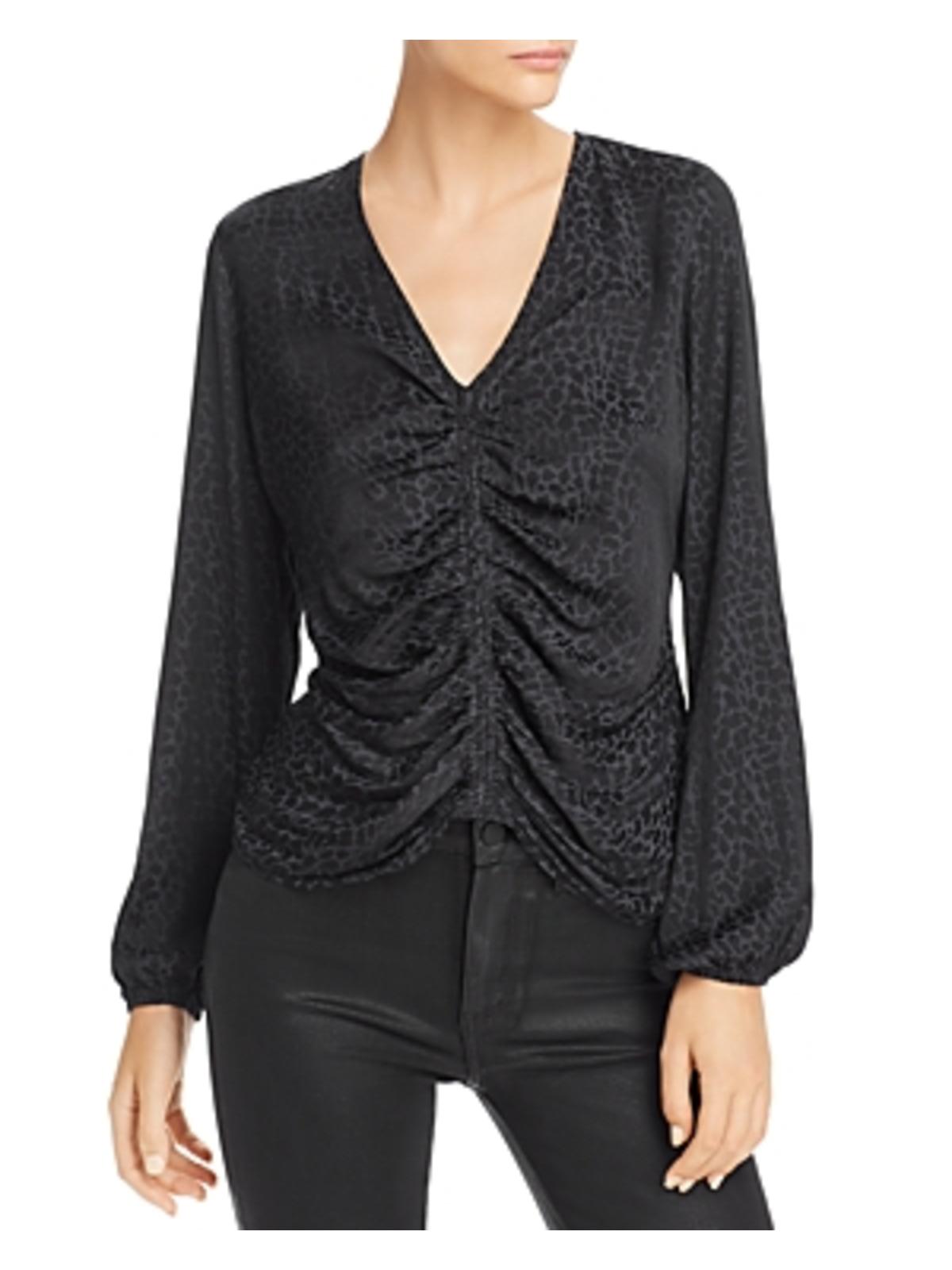 Guess Women's Seeley Printed Ruched Top Black Size X-Large