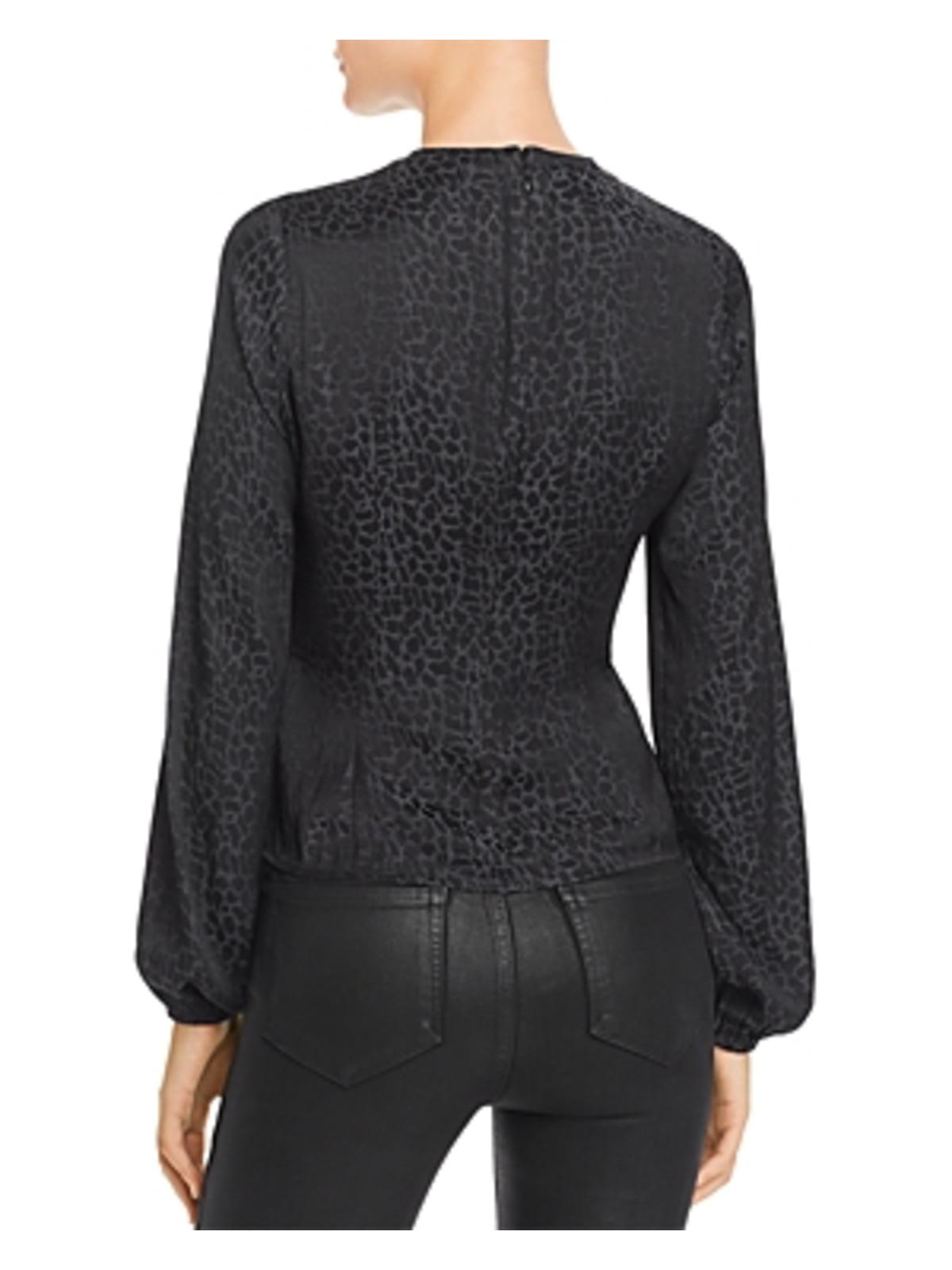 Guess Women's Seeley Printed Ruched Top Black Size X-Large