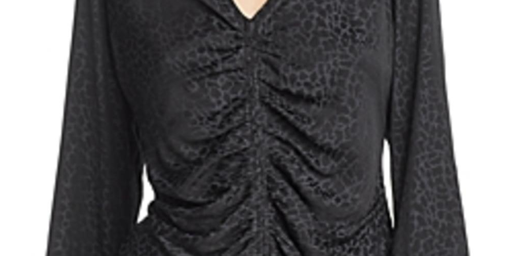 Guess Women's Seeley Printed Ruched Top Black Size X-Large