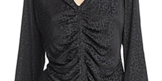 Guess Women's Seeley Printed Ruched Top Black Size X-Large