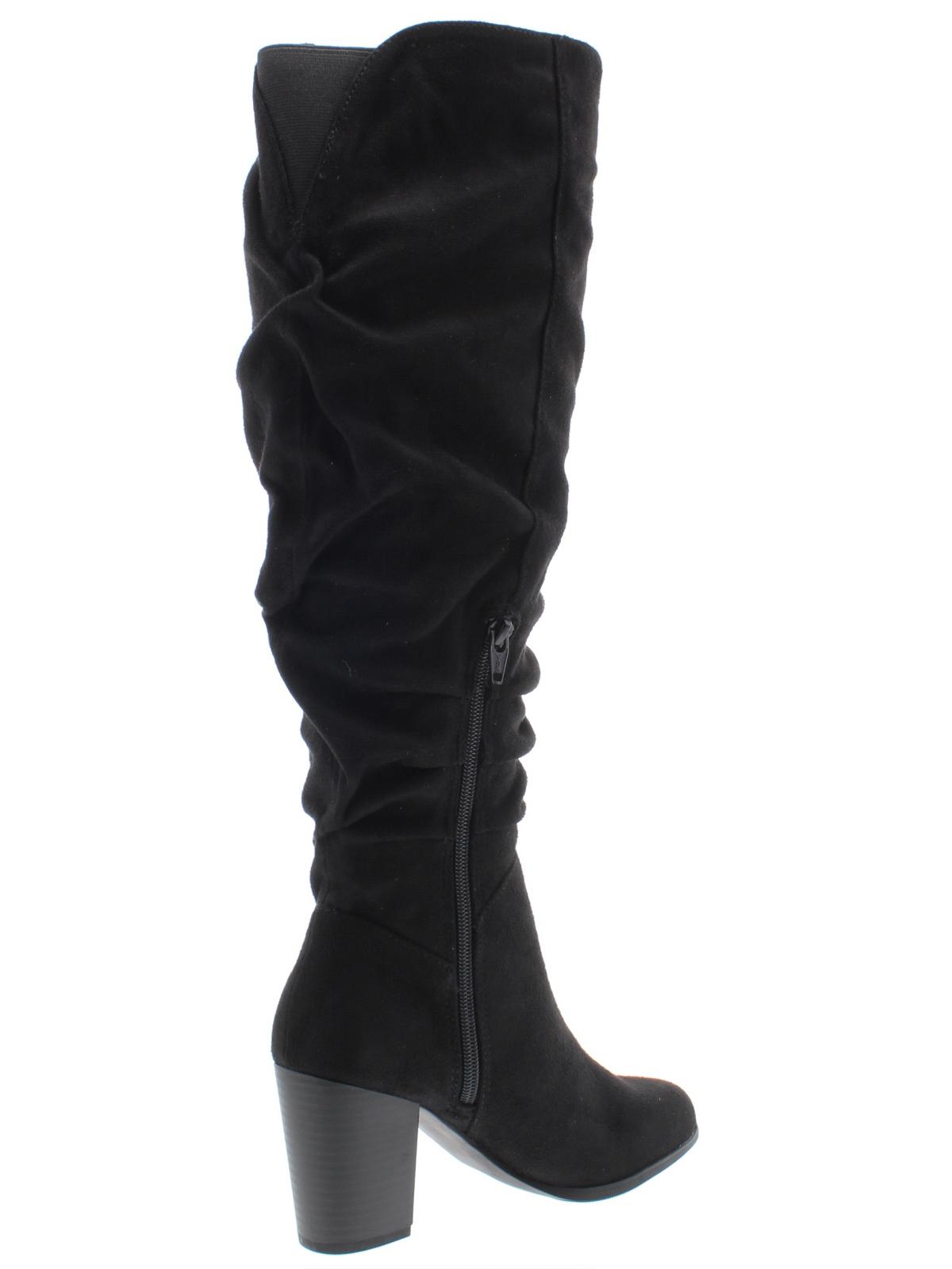Material Girl Women's Cushioned Comfort Myah Round Toe Block Heel Zip up Dress Boots Black Size 10 M