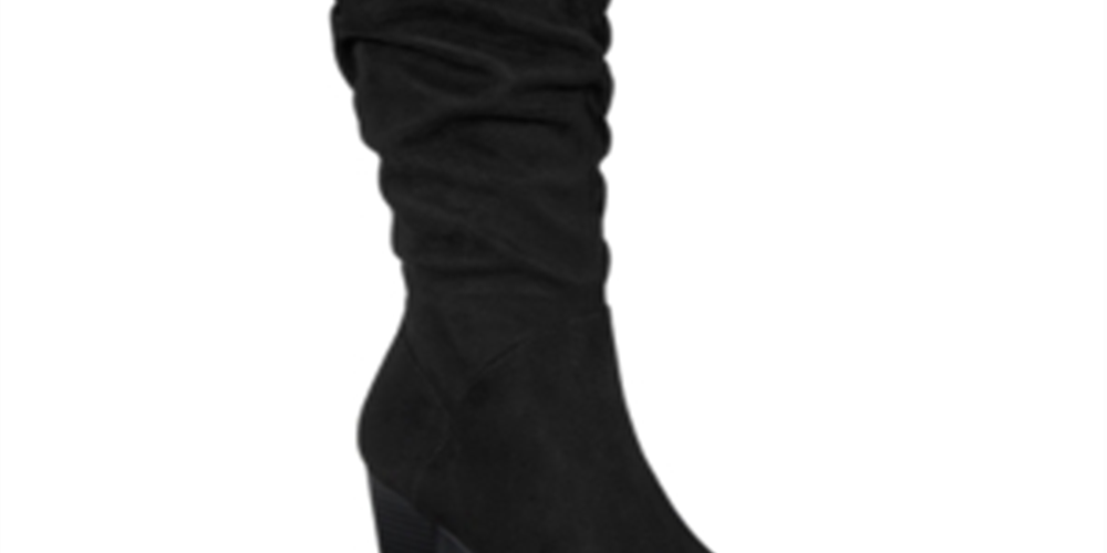 Material Girl Women's Cushioned Comfort Myah Round Toe Block Heel Zip up Dress Boots Black Size 10 M