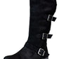 White Mountain Womens Santell Faux Fur Tall Knee-High Boots Black Size 5.5 M