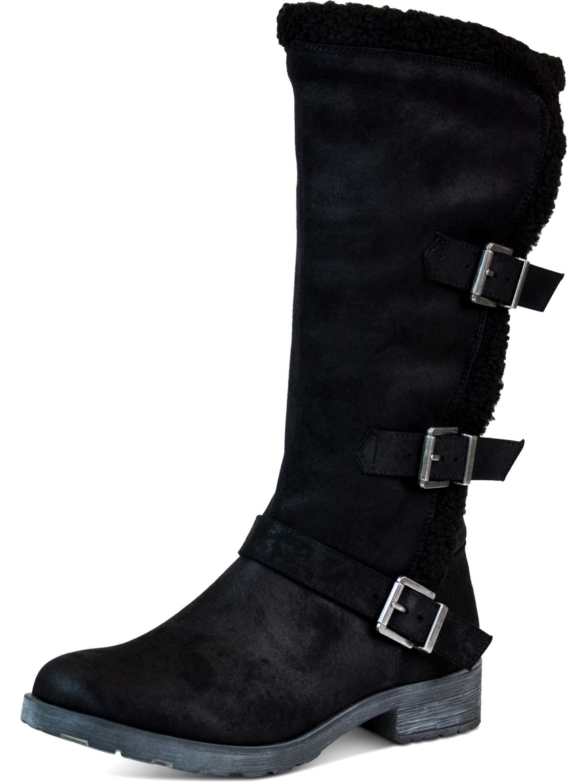 White Mountain Womens Santell Faux Fur Tall Knee-High Boots Black Size 5.5 M