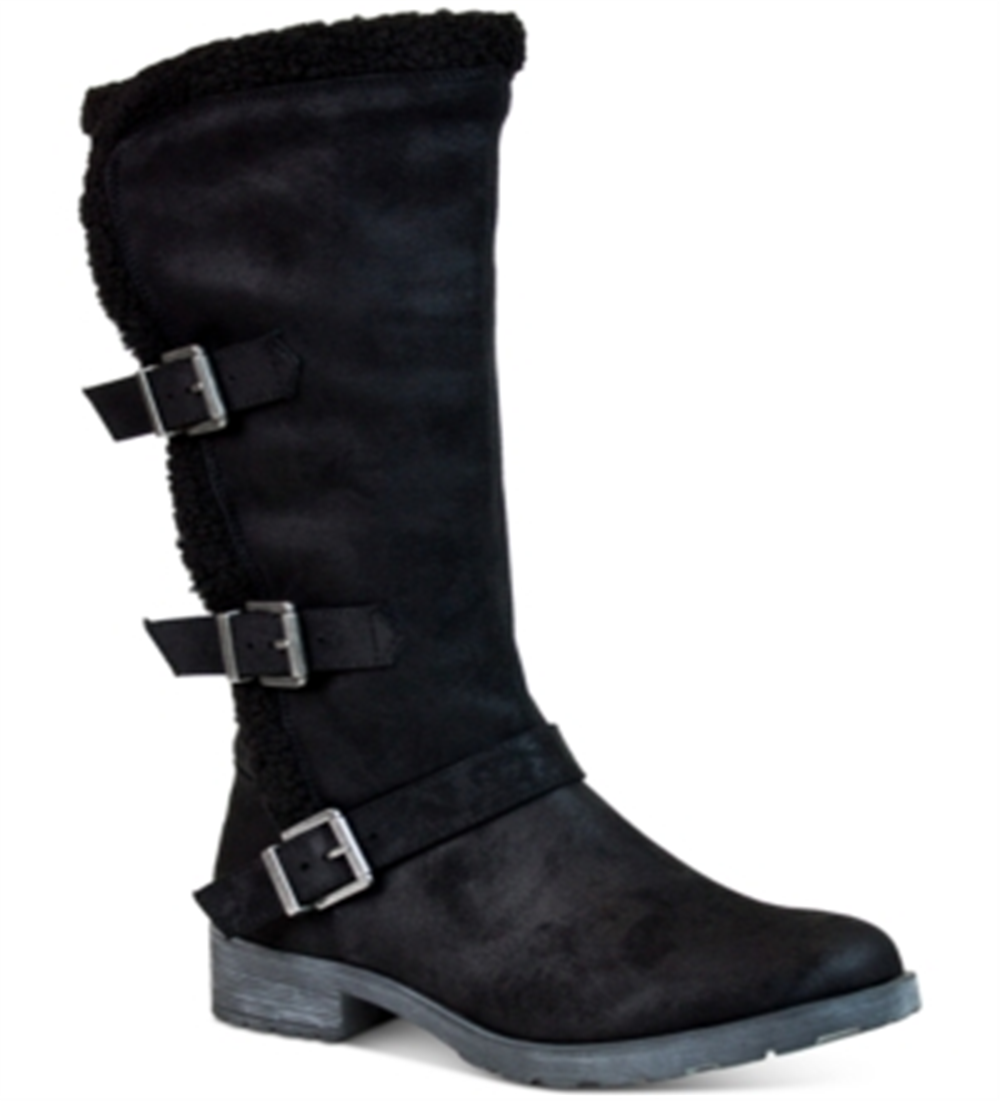 White Mountain Womens Santell Faux Fur Tall Knee-High Boots Black Size 5.5 M