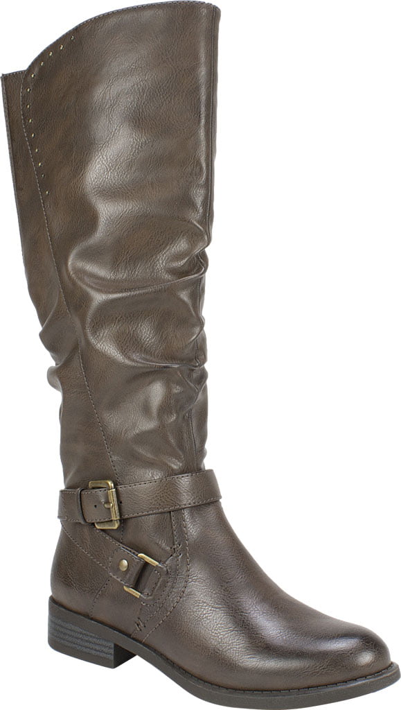 White Mountain Women's  Liona Tall Knee High Boot Brown Burnished Smooth PU 5.5 M Brown Size 5.5 M