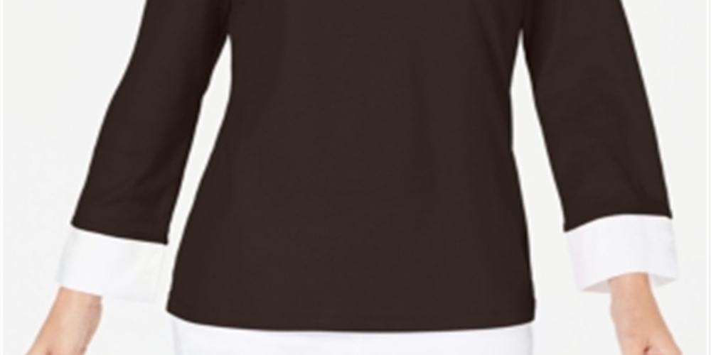 Karen Scott Women's Cotton Layered Look Top Brown Size Medium