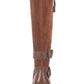 American Rag Womens Brown Strap Detail Zipper Accent Buckle Accent Collins Round Toe Block Heel Zip-up Leather Boots 8.5 M