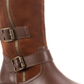 American Rag Womens Brown Strap Detail Zipper Accent Buckle Accent Collins Round Toe Block Heel Zip-up Leather Boots 8.5 M