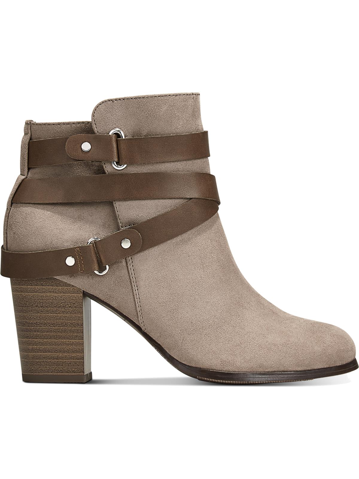 Material Girl Women's Melany Leather Round Toe Ankle Fashion Boots Gray Size 9 M