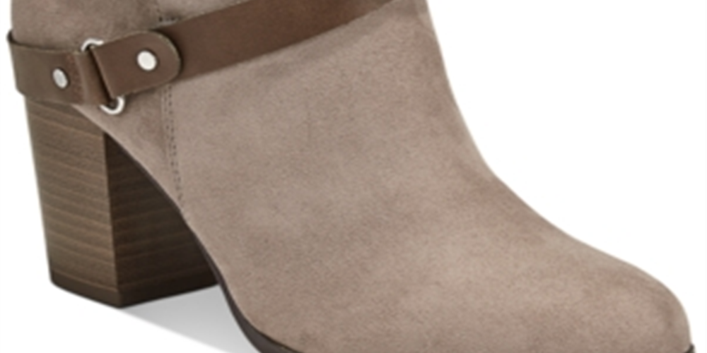 Material Girl Women's Melany Leather Round Toe Ankle Fashion Boots Gray Size 9 M