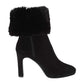 Calvin Klein Womens Pebbles Mid-Calf Boots Suede Heeled - Black Leather Suede/Shearing - 8 M