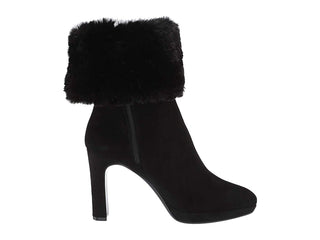 Calvin Klein Womens Pebbles Mid-Calf Boots Suede Heeled - Black Leather Suede/Shearing - 8 M