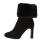 Calvin Klein Womens Pebbles Mid-Calf Boots Suede Heeled - Black Leather Suede/Shearing - 8 M