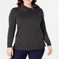 Karen Scott Women's Cotton Zip Neck Sweater Gray Size Large