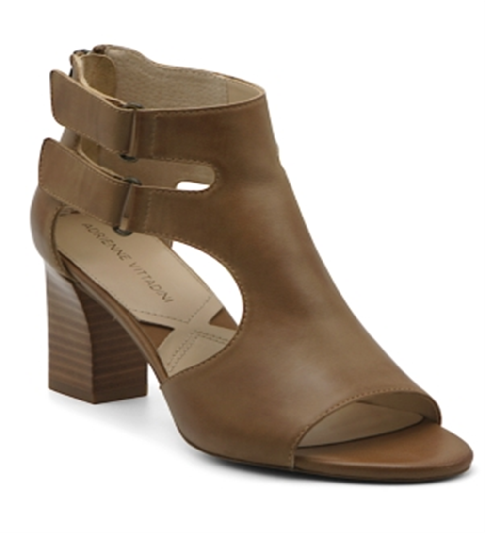Adrienne Vittadini Women's Rea Block Heel Sandals Brown Size 10M