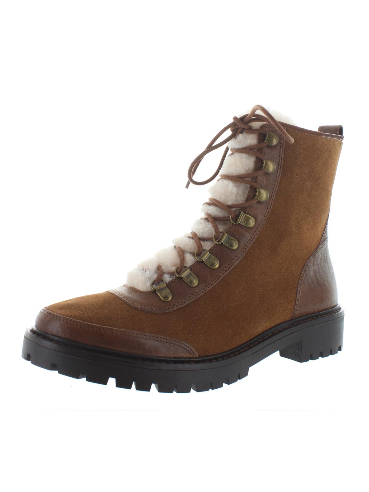 Lucky Brand Women's Ilianna Suede Wool Combat Boots Brown Size 8.5M