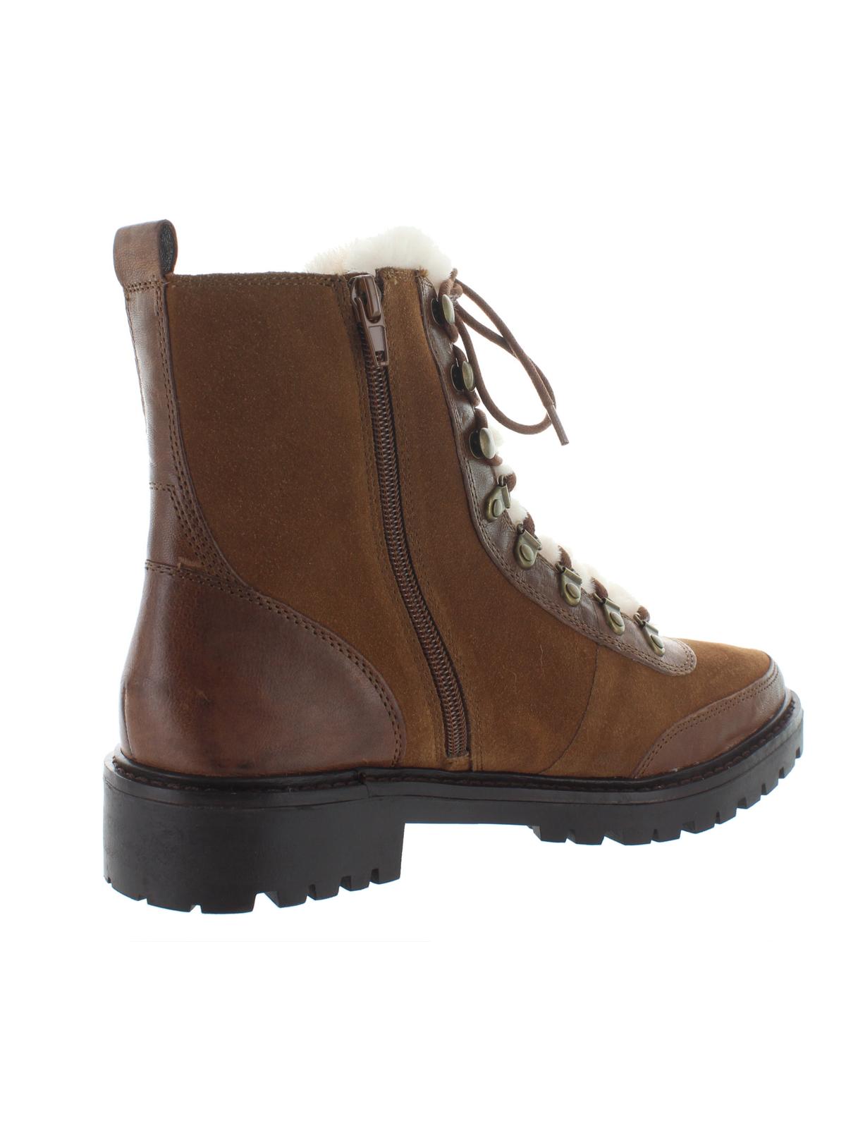 Lucky Brand Women's Ilianna Suede Wool Combat Boots Brown Size 8.5M