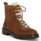 Lucky Brand Women's Ilianna Suede Wool Combat Boots Brown Size 8.5M
