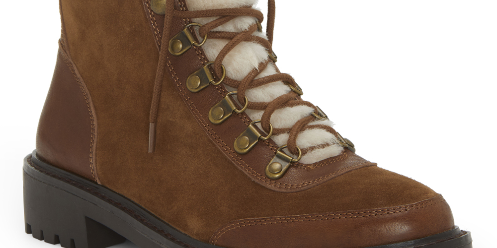 Lucky Brand Women's Ilianna Suede Wool Combat Boots Brown Size 8.5M