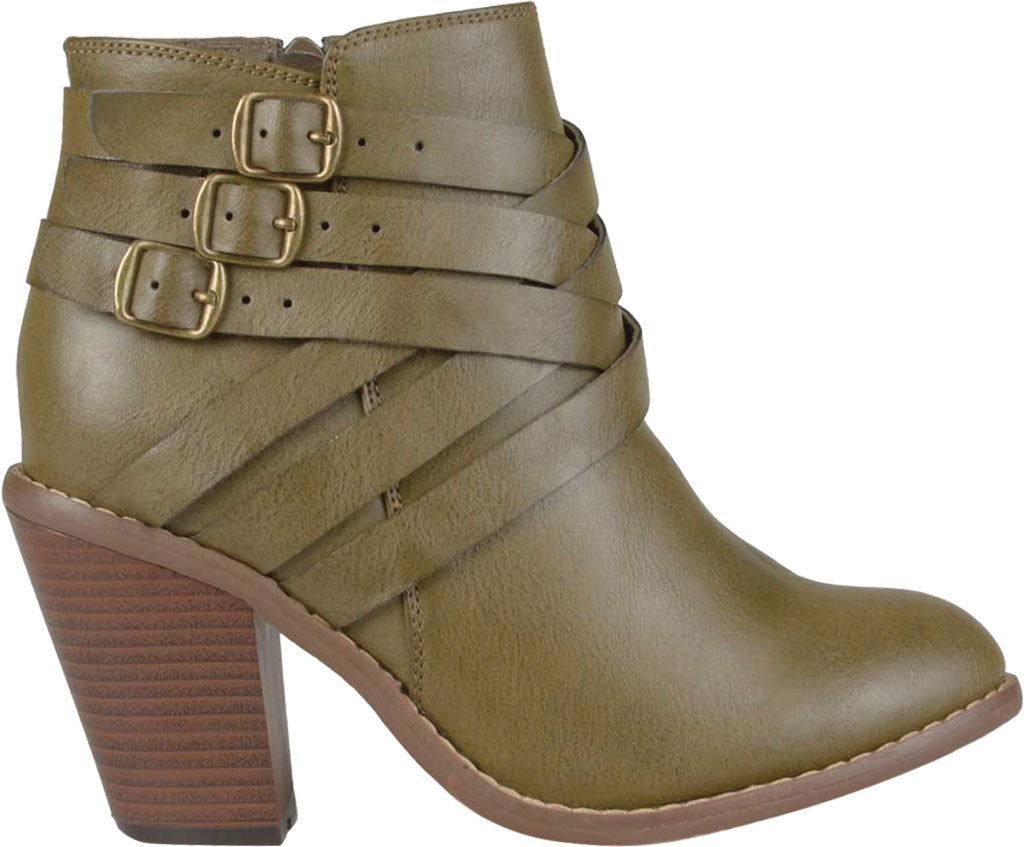 Journee Collection Womens Strap Stacked Heel Booties Green Size 7