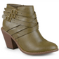 Journee Collection Womens Strap Stacked Heel Booties Green Size 7
