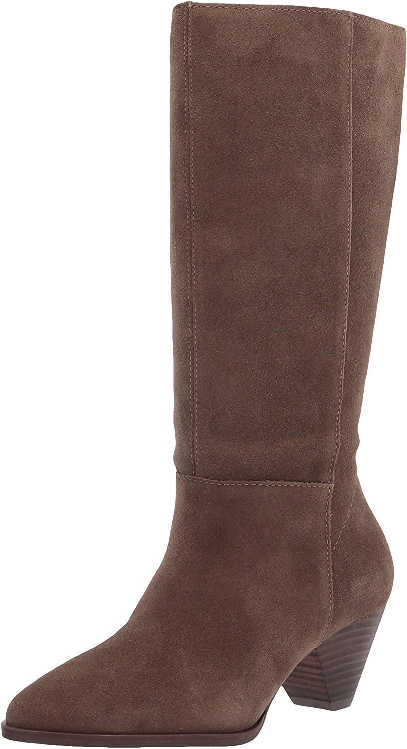 Lucky Brand Women's Fukko Canteen Suede Pointed Cone Heel Mid Calf Boot Brown Size 8 M