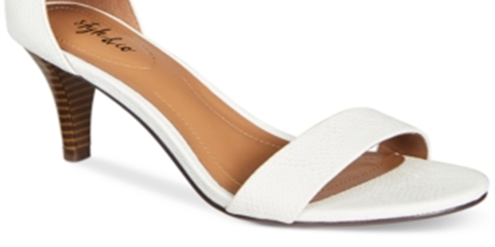 Style & Co Women's Paycee Dress Heels Sandals White Snake White Size 8.5 M