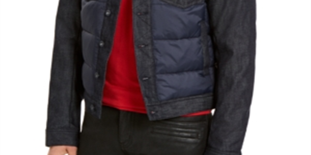 Armani Exchange Trucker Style Puffer Jacket in Navy Size XL