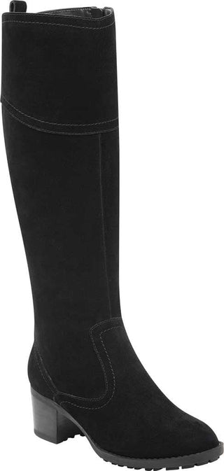 Easy Spirit Womens Grazes Leather Almond Toe Knee High Fashion, Black, Size 9.5