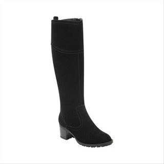 Easy Spirit Womens Grazes Leather Almond Toe Knee High Fashion, Black, Size 9.5