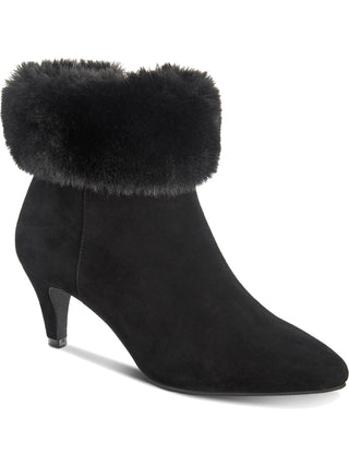 Alfani Womens Hansonn Faux Suede Faux Fur Trim Booties Black Size 7.5 M
