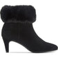 Alfani Womens Hansonn Faux Suede Faux Fur Trim Booties Black Size 7.5 M