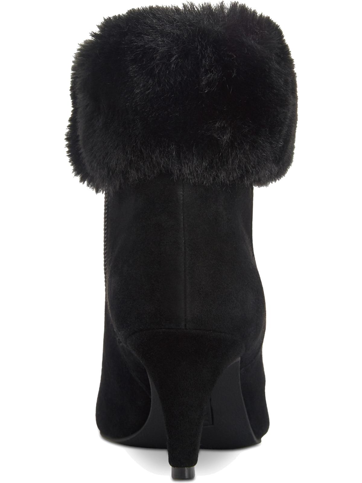 Alfani Womens Hansonn Faux Suede Faux Fur Trim Booties Black Size 7.5 M