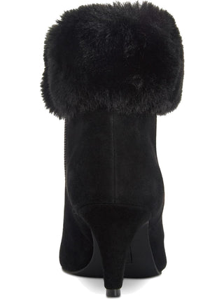 Alfani Womens Hansonn Faux Suede Faux Fur Trim Booties Black Size 7.5 M
