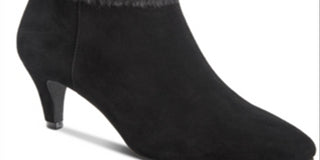 Alfani Womens Hansonn Faux Suede Faux Fur Trim Booties Black Size 7.5 M