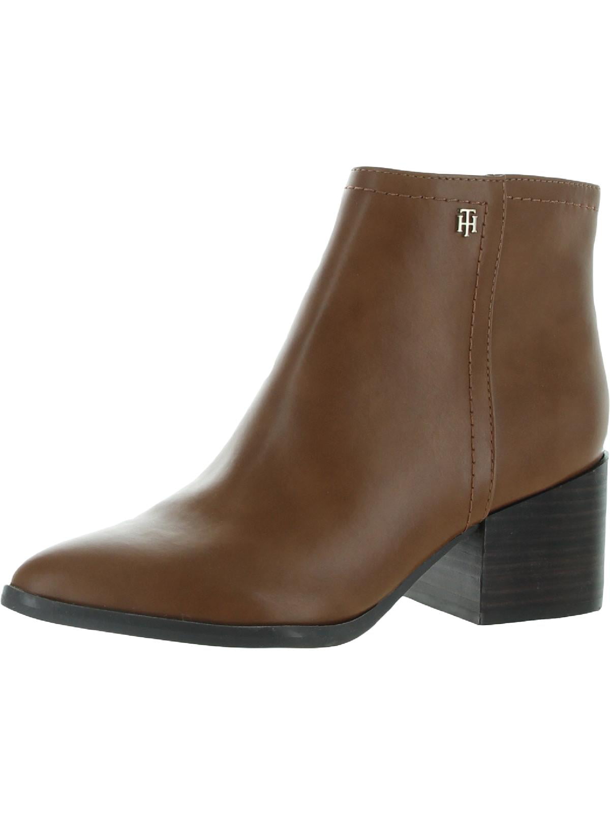 Tommy Hilfiger Womens Jetz 2 Faux Leather Ankle Boots Brown 8.5 Medium