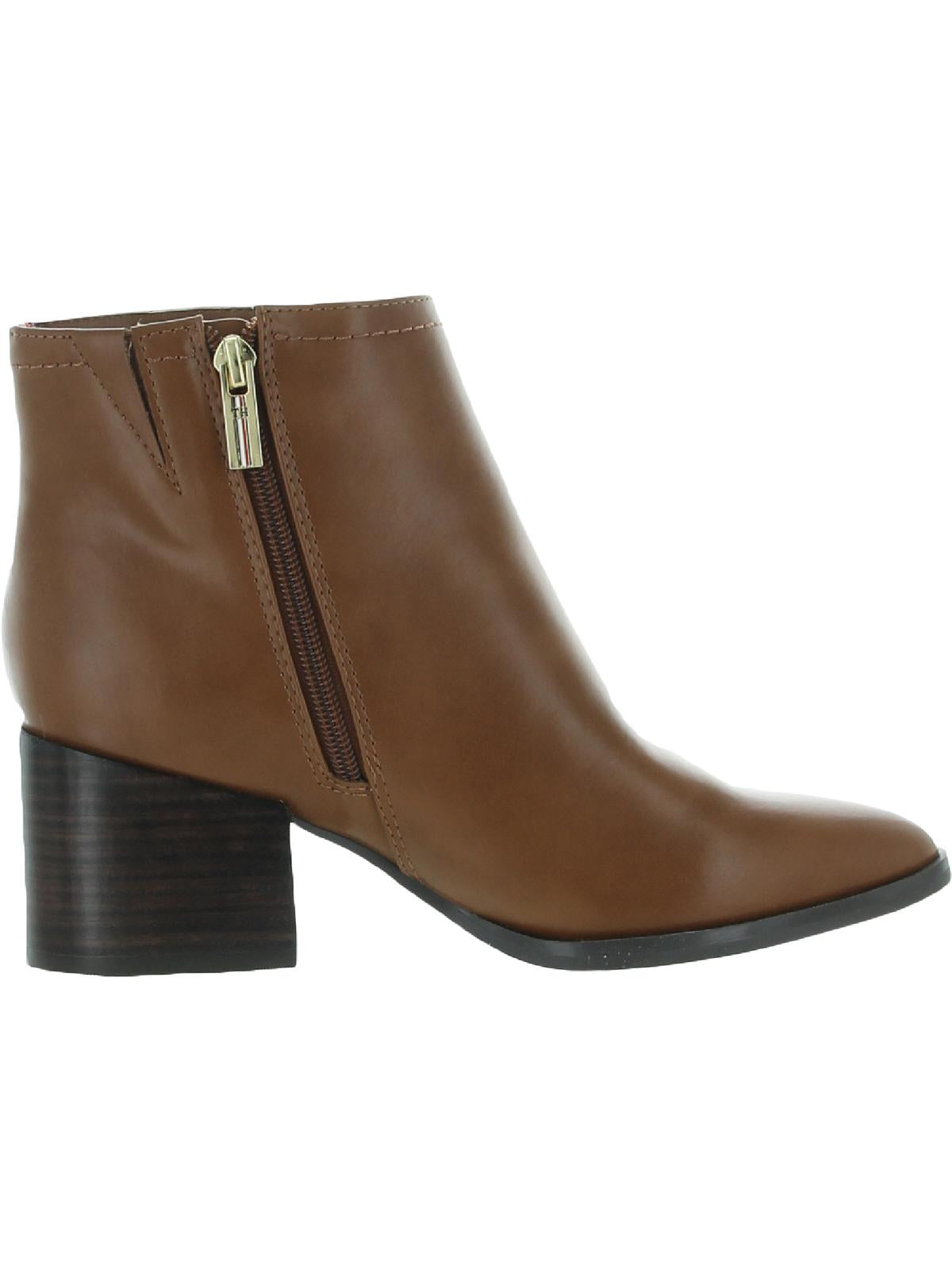 Tommy Hilfiger Womens Jetz 2 Faux Leather Ankle Boots Brown 8.5 Medium