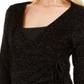 Calvin Klein Women's Glitter Long Sleeve V Neck Wrap Party Sweater Black Size Large