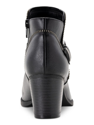 American Rag Womens Black Cushioned Buckle Accent Milly Round Toe Block Heel Zip-up Booties 9.5 M