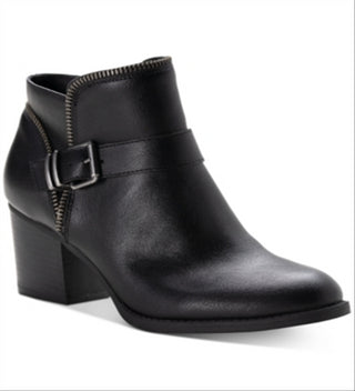American Rag Womens Black Cushioned Buckle Accent Milly Round Toe Block Heel Zip-up Booties 9.5 M