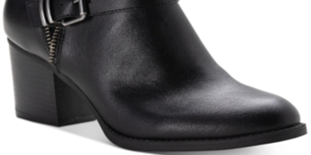 American Rag Womens Black Cushioned Buckle Accent Milly Round Toe Block Heel Zip-up Booties 9.5 M