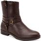Style Company Womens Brown Buckle Accent Padded State Round Toe Block Heel Zip-up Booties 5.5 M