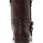 Style Company Womens Brown Buckle Accent Padded State Round Toe Block Heel Zip-up Booties 5.5 M
