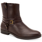 Style Company Womens Brown Buckle Accent Padded State Round Toe Block Heel Zip-up Booties 5.5 M