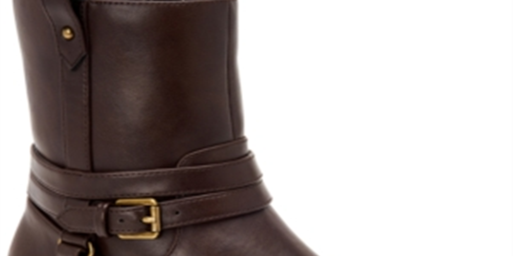 Style Company Womens Brown Buckle Accent Padded State Round Toe Block Heel Zip-up Booties 5.5 M